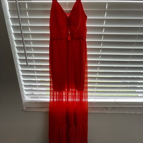 Long orange dress beautiful long summer dress - Picture 3 of 3